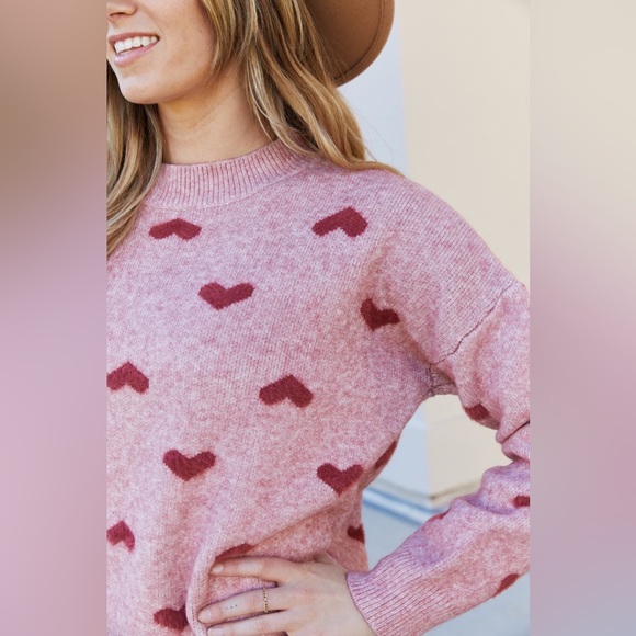 Cozy Love Long Sleeve Heart Sweater - Picture 2 of 7